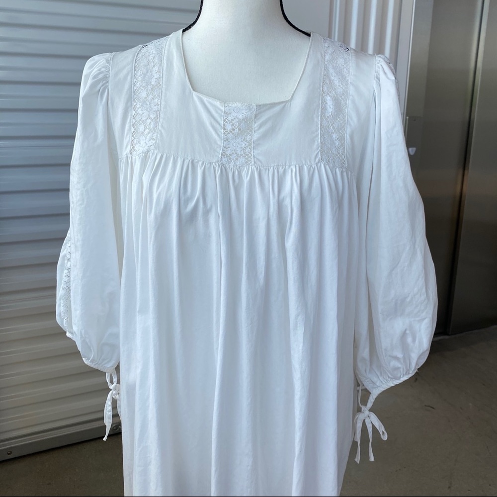 White 100% cotton cottage core dress small lace